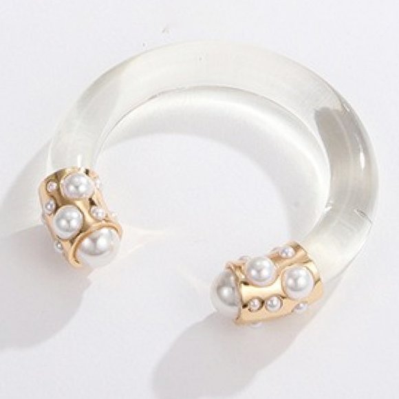 Inlaid Pearl Open Bracelet For Women - Picture 3 of 3